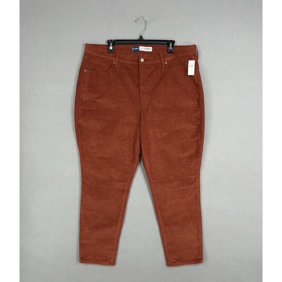 Old Navy Pants Womens 18 Brown High Rise OG Straight Corduroy Academia Preppy - Picture 1 of 16